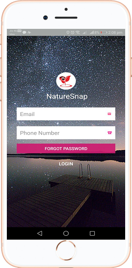 NatureSnap forgot password screen